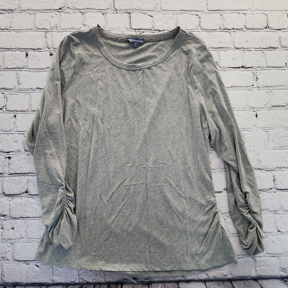 Democracy Women's Ruched Long Sleeve Top Gray Size 1X